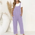thumbnail image 1 of TMOYZQ Women's Cotton Linen Jumpsuits Casual Solid Color Loose Overalls Adjustable Straps Wide Leg Rompers with Pockets, 1 of 8