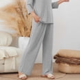 thumbnail image 4 of Yuyuzo Pants for Women Casual Ribbed Knit Fall Fashion Pants Drawstring High Waisted Straight Leg Lounge Trousers, 4 of 6