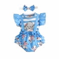 thumbnail image 1 of Birdeem 1-18M Infant Toddler Baby Girl Ruffled Print Top with Straps Shorts and Headband Set, 1 of 9