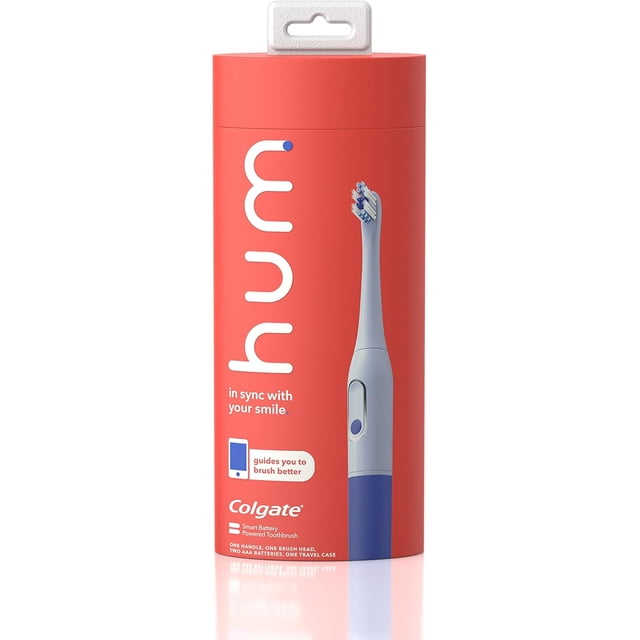 hum by Colgate Smart Rechargeable Electric Toothbrush Kit with Travel Case, Blue