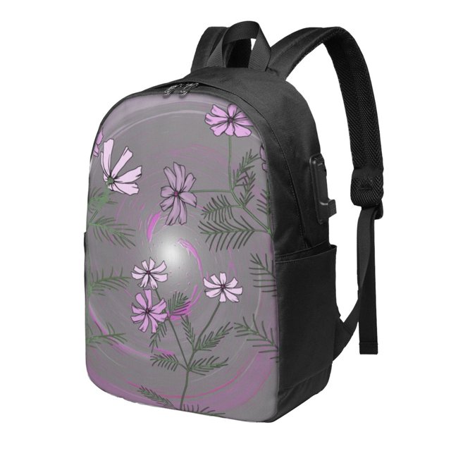 YFYANG Sac à Dos pour Ordinateur Portable 17 Pouces, Sac à Dos de Voyage Mode pour le Travail avec Motif de Fleurs Tourbillonnantes et Fluides, Interface avec Câble USB et Écouteurs pour Hommes et Femmes