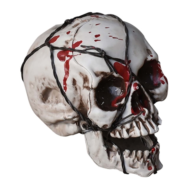 Décorations d'Halloween Extérieures, Squelettes d'Halloween en Plastique Simulation Réaliste Crâne Humain Crâne Modèle Accessoire d'Halloween Mini Squelette Réaliste Décoration Effrayante d'Halloween