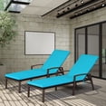 thumbnail image 4 of Costway 2PCS Patio Rattan Lounge Chair Chaise Recliner Back Adjustable Cushion Turquoise, 4 of 10