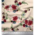 thumbnail image 1 of Soimoi White Georgette Viscose Fabric Ranunculus & Penoy Floral Print Print Fabric by the Yard 44 Inch Wide, 1 of 3