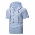 thumbnail image 1 of RXMEKW Cardigan à Capuche Léger en Polyester pour Hommes, Haut Décontracté à Manches Courtes à Boutons devant pour Hommes, Coupe Régulière, 1 of 9