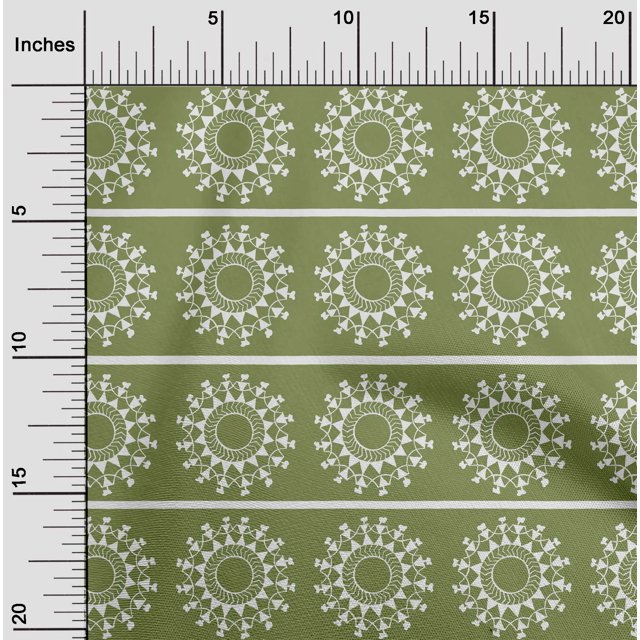 oneOone Cotton Flex Fabric Stripe & Mandala Block Print Fabric By Yard 40 Inch Wide
