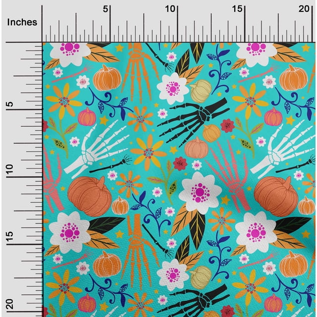 oneOone Velvet Turquoise Green Fabric Skull Sewing Craft Projects Fabric Prints By Yard 58 Inch Wide