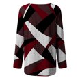 thumbnail image 5 of IROINID Épargne Femmes Long Sleeve Tops Lounge Socket Géométrie Imprimé Col Rond Tops, Vin, 5 of 5