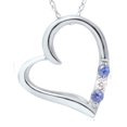 thumbnail image 1 of 3-Stone Heart Blue Sapphire Pendant 14K White Gold, 1 of 1
