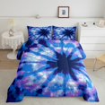 thumbnail image 2 of Blue Tie Dye Bedding Set,Abstract Art Queen Comforter Set,Spiral Psychedelic Down Comforter,Boho Hippie Bed Set, 2 of 7