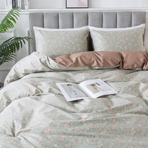 HoneiLife Wildflower Duvet Cover Queen - 100% Cotton Comforter Cover Sets, Floral Duvet Cover Sets,Botanical Bedlinen Set with Zipper Closure & Corner Ties, Vitality