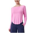 thumbnail image 1 of Timegard Workout Tops for Women Scoop Neck Long Sleeve Crop Tops Irregularly Athletic Running Tee Shirts, 1 of 4