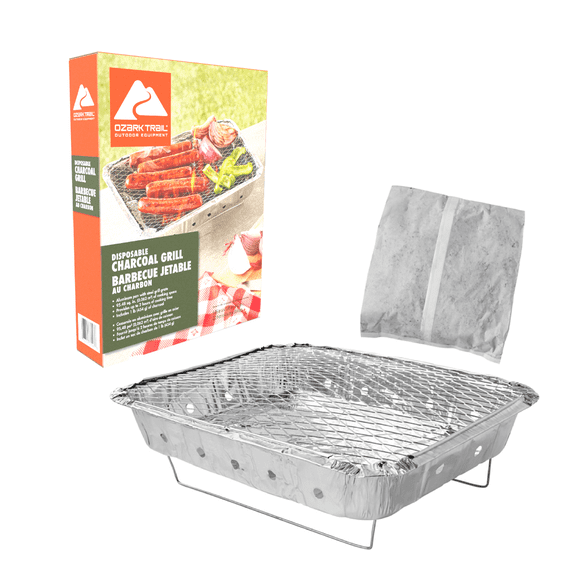 Ozark Trail Disposable Instant Charcoal Grill, 540g Charcoal Content, Aluminum