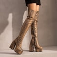 thumbnail image 1 of Cameland Patchwork Serpentine Platform Ultra High Heel Winter Ladies Over The Knee Boots, 1 of 5