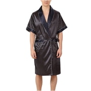 Mens Satin Robes Lightweight Silk Long Sleeve Bathrobe Spa Short Kimonos Sleepwear Loungewear Women's Pajamas S-38 Gold XXL