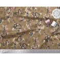 thumbnail image 3 of Soimoi Brown Silk Fabric Dragonfly,Floral & Texture Print Fabric by Yard 42 Inch Wide, 3 of 3