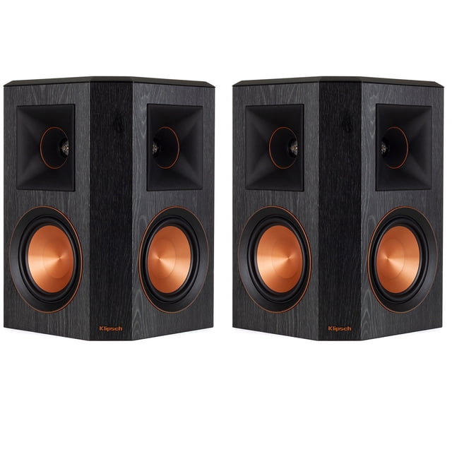 Klipsch RP-502SB Haut-Parleurs Ambiophoniques Référence Premier Doubles de 5,25 Po en Noir, Présentés en Paire. Comprend des tweeters Ventilés Doubles de 1 Po en Titane LTS avec des Tractrix® horns Hybrides et des woofers en Cuivre Filé CéramétalliquesTM de 5,25 Po. Conçus avec une Technologie d'Encadrement à Grand dispersion et une Finition Ébène de Qualité Supérieure Résistante aux Rayures. Comprend des grilles Magnétiques Robustes et Flexibles Amovibles. Dimensions : 13,8