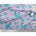 thumbnail image 3 of Soimoi Blue Silk Fabric Cock & Stripe Decor Fabric Printed Yard 42 Inch Wide, 3 of 5