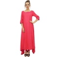 thumbnail image 1 of Bimba Kurta Décontractée pour Femme en Rayonne Pêche Indienne à Ourlet Asymétrique avec Foulard - 28, 1 of 9