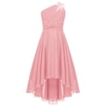 thumbnail image 3 of Manyakai Robe à une Épaule pour Filles, Ourlet Haut-Bas, Robe de Princesse à Volants, Taille Haute, Robe de Danse de Soirée Rose 16, 3 of 7