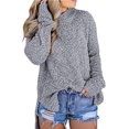 thumbnail image 1 of Womens Fuzzy Knitted Sweater Sherpa Fleece Side Slit Full Sleeve Jumper Outwears, 1 of 3