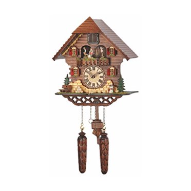 Trenkle Quartz Cuckoo Clock Black Forest House with Music, Turning Dancers TU 469 QMT HZZG