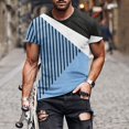 thumbnail image 4 of FAIWAD Men's Color Block Short Sleeve Tops Round Neck Summer T-Shirt Trendy Loose Pullover Tops, 4 of 6
