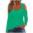 thumbnail image 1 of Yuyuzo Womens Tunic Tops Cold Shoulder Long Sleeve Shirts Loose Solid Color Lightweight Tee Tops, 1 of 5