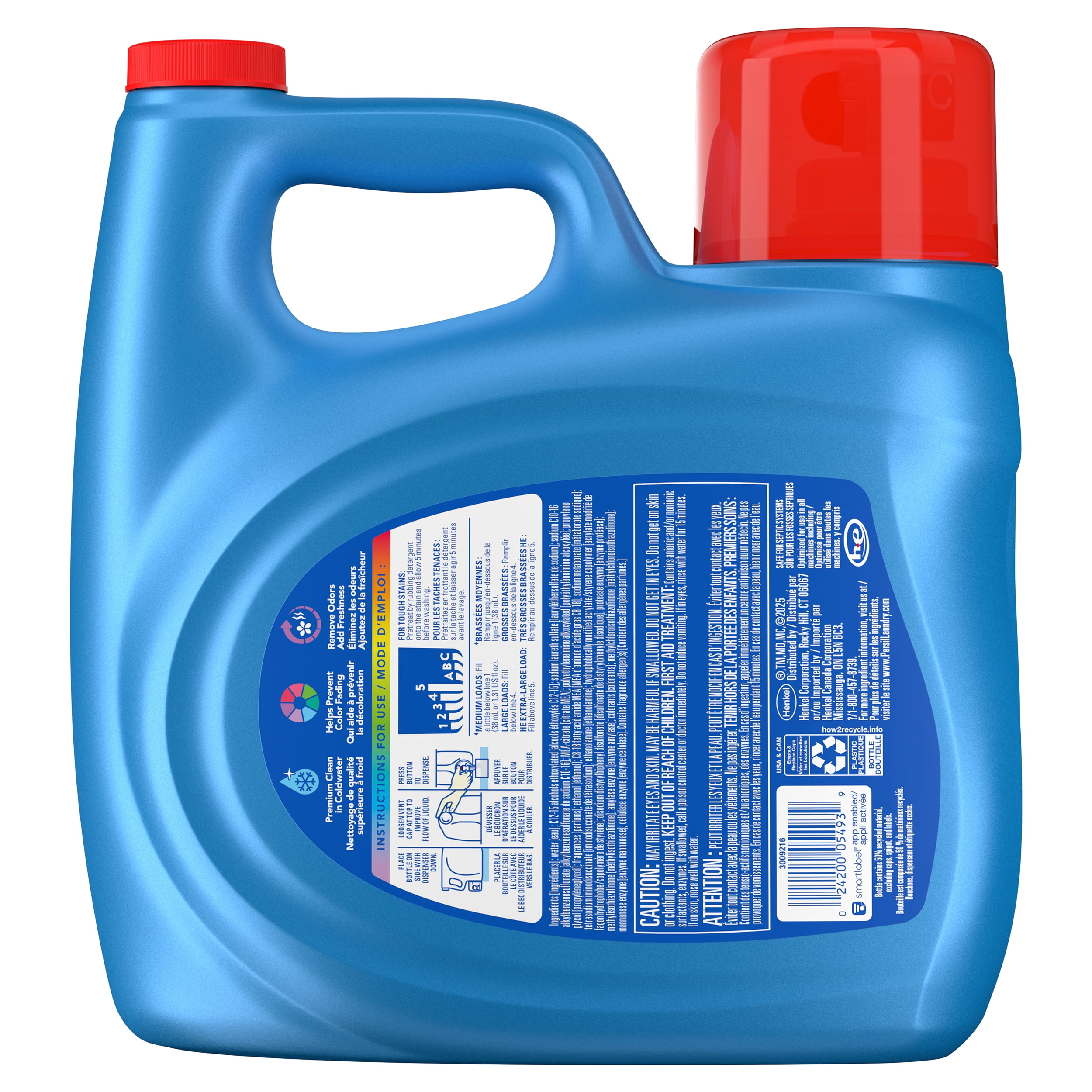 Détergent à lessive liquide Persil TripleCareMC Nettoyage en profondeur Fraîcheur intense 3,72 L, 96 brassées