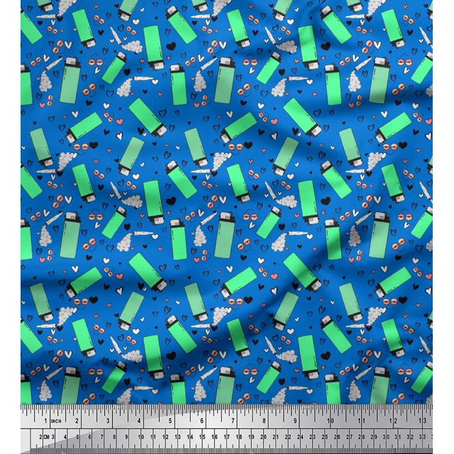 Soimoi Modal Satin Fabric Heart & Lighter Men Printed Fabric 1 Yard 42 Inch Wide