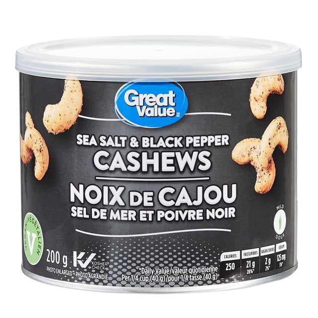 Great Value Cashews with Sea Salt & Black Pepper 200g