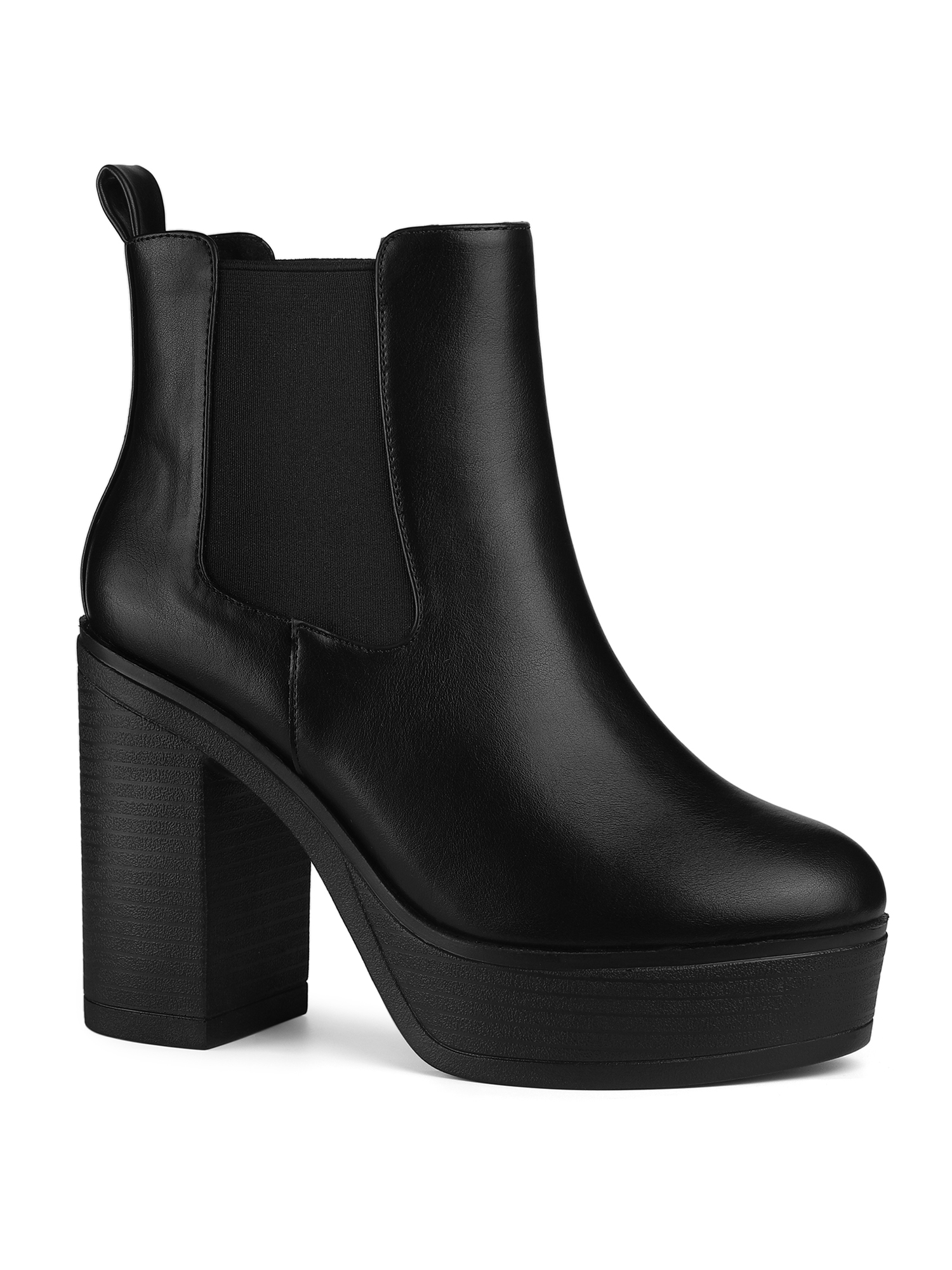 Unique Bargains Women's Platform Chunky High Heels Chelsea Ankle Boots