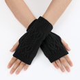 thumbnail image 2 of Ladies Warm Knit Fingerless Gloves Convertible Mittens Fashion Flowers, 2 of 6