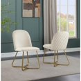 thumbnail image 2 of Quilted Back Side Chairs Set of 2 in Cream Velvet and Gold Base, 2 of 4