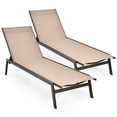 thumbnail image 2 of Costway 2 Pcs Chaise Longue de Patio Fauteuil Inclinable Dossier Réglable Jardin Brun, 2 of 10
