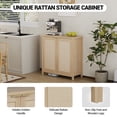 thumbnail image 4 of QinaQin Boho Rattan Sideboard Buffet Cabinet with Adjustable Shelves for Dining Room or Hallway, 4 of 7