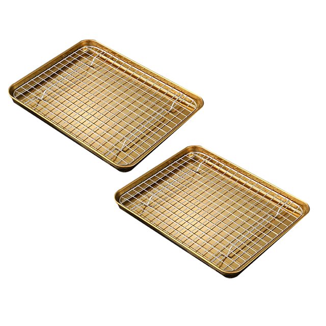 1 Ensemble de Moules de Cuisson en Acier Inoxydable Plateau Rectangulaire Plateau de Rangement pour Aliments Assiettes d'Apéritif Fond Plat Moule de Cuisson Grille de Refroidissement Égouttoir pour Plats de Cuisson Fournitures de Cuisine Grille Ménagère Cuisson