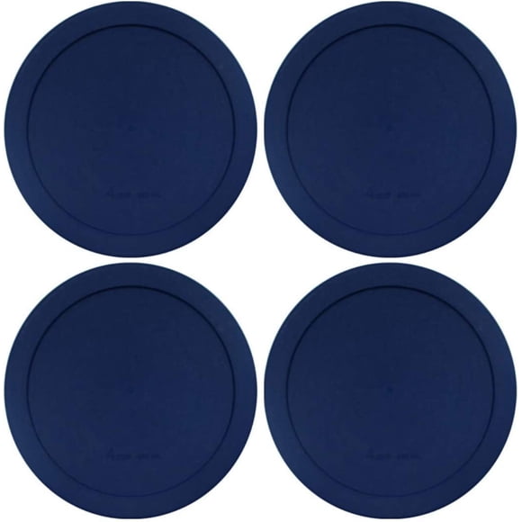 Lids For Pyrex And Anchor Round Glass Containers Works (2-Cups, Blue - 4 PACK)