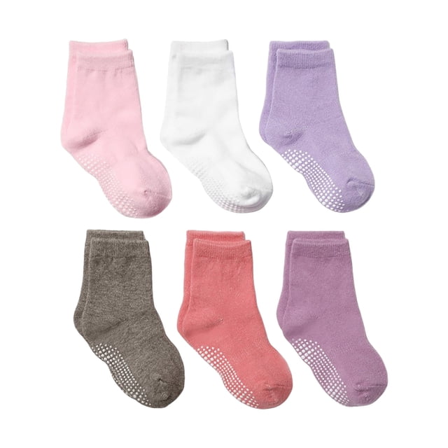 Splozh Baby Summer Sock 6PC Children Socks Comfortable Soft Fashion Solid Color Children Floor Socks White,3-5 Years