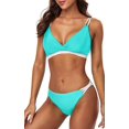 thumbnail image 3 of Charmo Women Triangle Bikini Set Self-tied Back Bathing Suits High Cut 2 Piece Swimsuits, 3 of 6