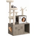 thumbnail image 2 of EastVita Cat Tree with Litter Box Enclosure, Wooden Cat Condo with Platform, Gray, 2 of 8