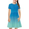thumbnail image 2 of Soldes de Liquidation Aujourd'hui Offres Iumwxz Robe Décontractée Trapèze Robe Tunique pour Adolescentes Robe Col Rond Imprimé Dégradé Manches Courtes Robes pour Adolescentes Robe Élégante pour Fête des Fêtes 4-14a, 2 of 7