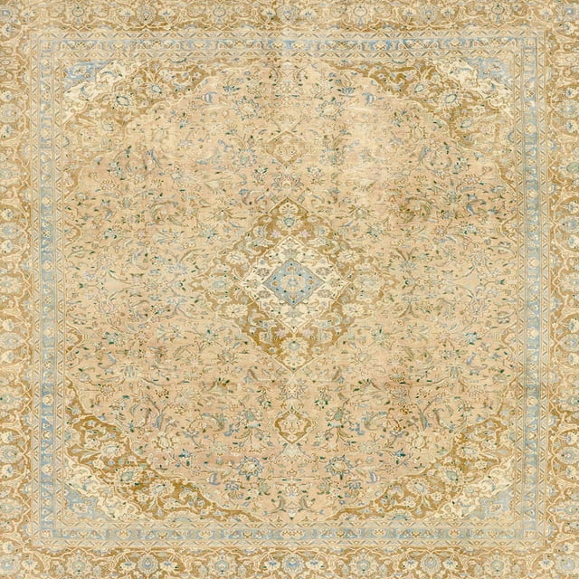 Ahgly Company Tapis d'Intérieur Carrés Abstraits Brun Or, Tapis de Zone Abstraits, 8 Pieds Carré