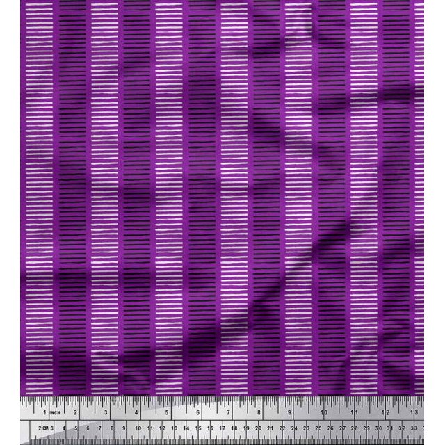 Soimoi Modal Satin Fabric Stripe Block Printed Craft Fabric by The Yard 42 Inch Wide