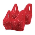 thumbnail image 1 of Wireless Bra for Women Pullover Bra Feature V-Neck Molded Bra Style W-1883 Red 3XL, 1 of 5