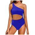 thumbnail image 1 of FhsagQ Women Swimsuit Sets Bikini Women One Shoulder 1 Piece Swimsuit for Women Bathing Suits Full Coverage Keyhole Swimwear Women Swimsuit Sets Open Crotch Blue L, 1 of 8