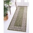 thumbnail image 1 of Unique Loom Outdoor Collection Tapis de Style Transitionnel pour Intérieur et Extérieur à Bordure Florale Traditionnelle, 2 x 6 Pieds, Vert/gris, 1 of 4