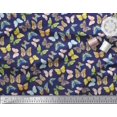 thumbnail image 2 of Soimoi Blue Georgette Viscose Fabric Colorful Butterfly Print Sewing Fabric Yard 42 Inch Wide, 2 of 5