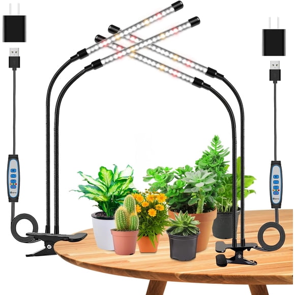 Grow Lights for Indoor Plants K LEDs Full Spectrum Plant Grow Lights Indoor Grow Lamp with Clip Auto ON & Off Timer Modes -Level Dimmable Brightness