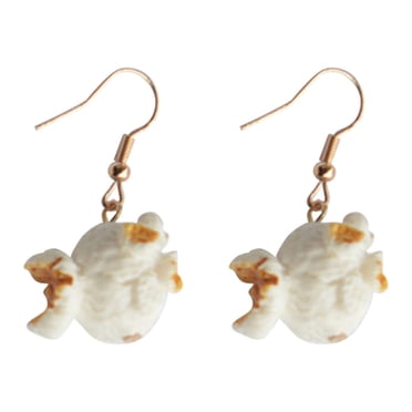 Riforla Fun Food Popcorn Earrings Diy Earrings Jewelry Funny Personality Small Earrings Women Gift Womens Jewelry White